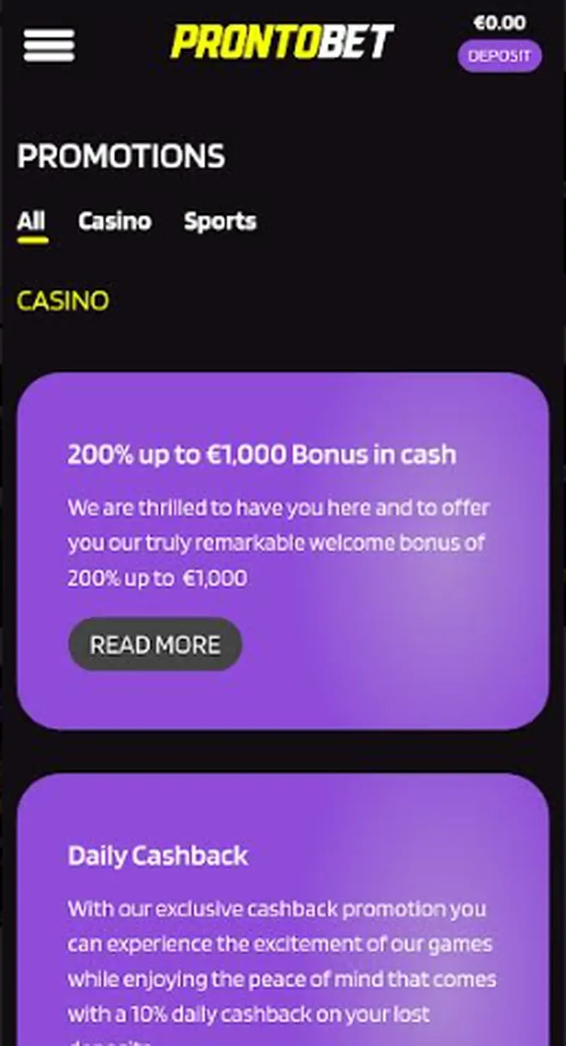 Bonussen bij ProntoBet casino